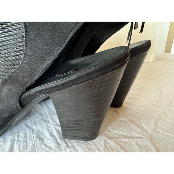 Paul Green Women's Black Bootie Sandal US Sz 7.5/8 Peep Toe Block Heel Zip - Picture 6 of 11